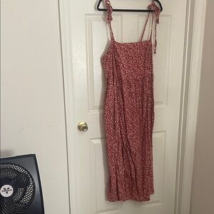 Old Navy Red Floral Maxi Dress with Tie Straps